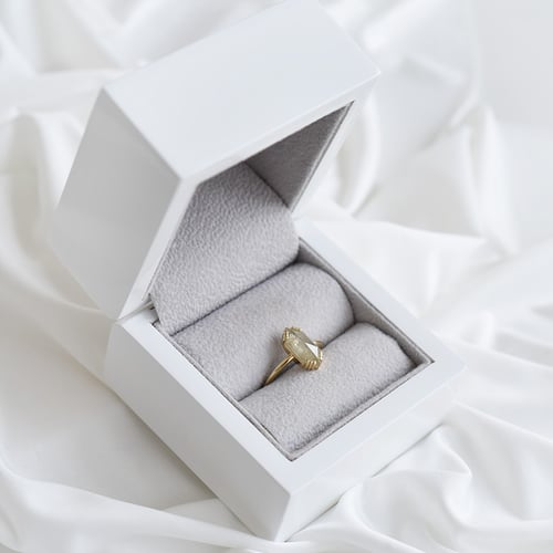 Ring mit Hexagon Salt und Pepper Diamanten Yene