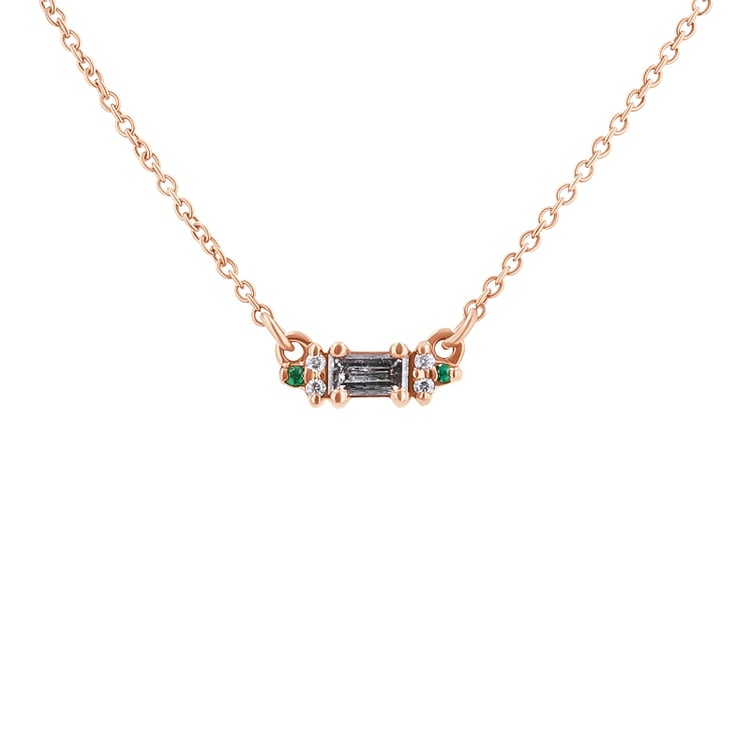 Kette mit Salt and Pepper Diamant, Smaragden und Moissaniten Matilda 130294