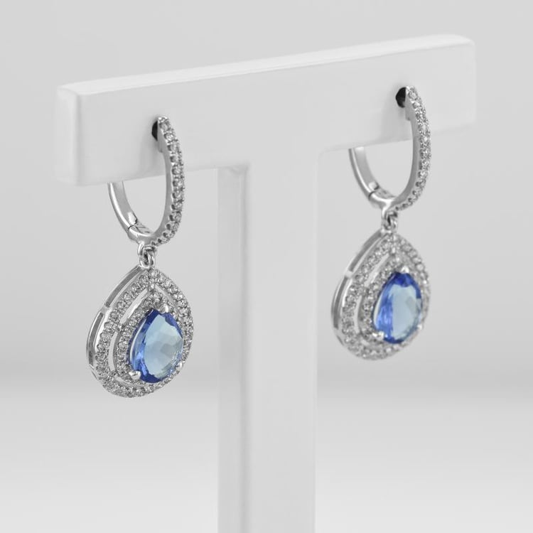 Goldnene Ohrringe mit Tansanit und Diamanten Maxila 9795