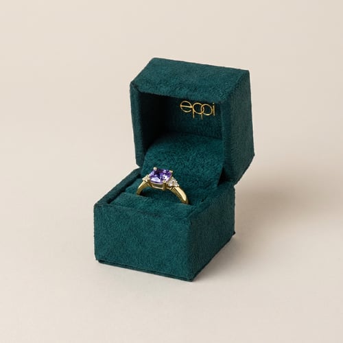 Goldener Scheidungsring mit Tansanit und Diamanten Hal