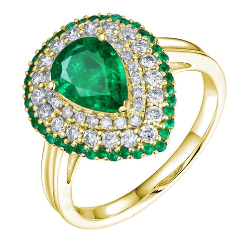 Goldring voller Smaragde und Diamanten Sazes