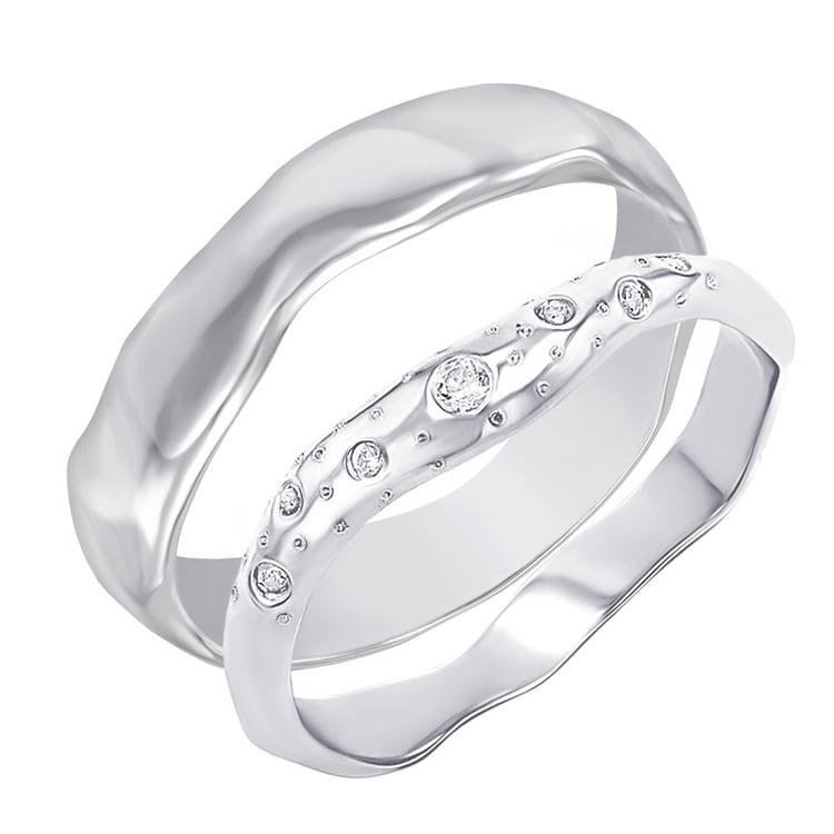 Unregelmäßige Eheringe aus Gold mit Diamanten Parnell