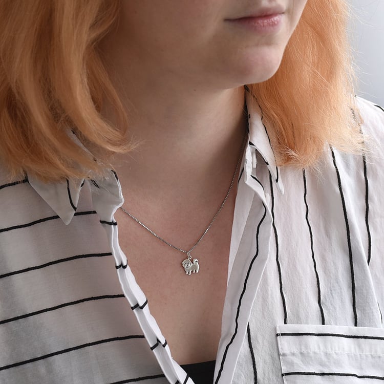 Kettenanhänger in Silber als maltesischer Hund Maltese 70827