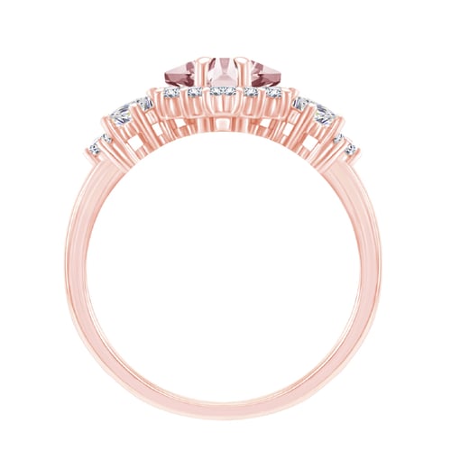 Goldener Ring mit Princess Morganit und Moissaniten Medrie