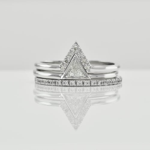 Set mit drei Ringen aus 585 Gold mit Diamanten Nizes