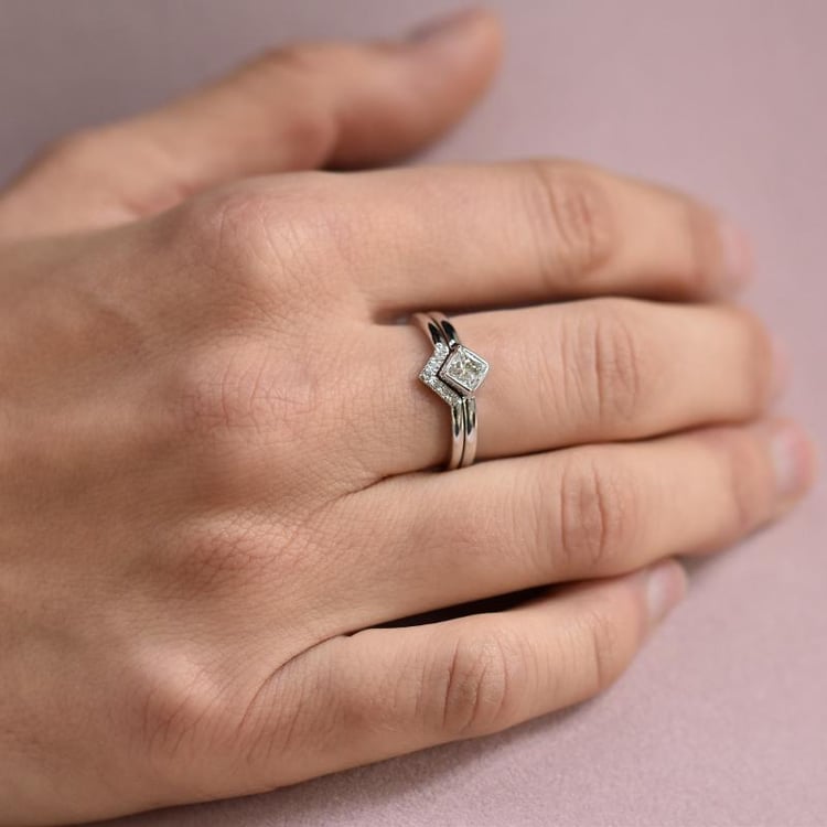 Ringset aus Gold mit Diamant im Princess-Schliff Ralyh 26311