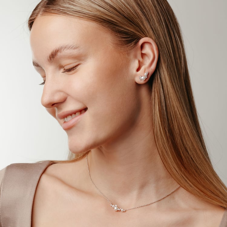 Silberner Perlenanhänger mit weißen Topasen Tahira 163945