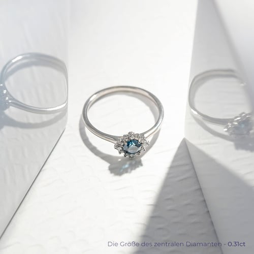 Verlobungsring mit einem zertifizierten fancy blue Lab Grown Diamanten Febe