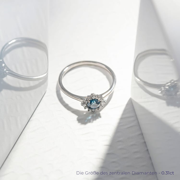 Verlobungsring mit einem zertifizierten fancy blue Lab Grown Diamanten Febe 114142