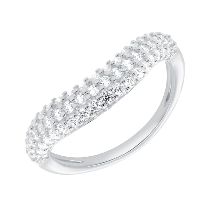 Gewellter halber Eternityring aus Gold mit Diamanten Sven