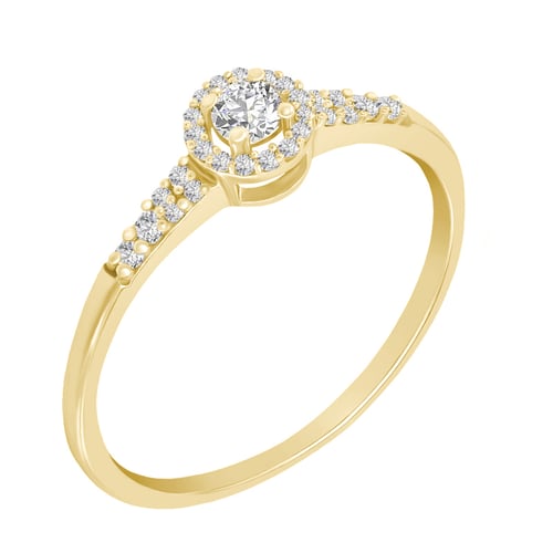 Goldener Halo Ring mit Lab Grown Diamanten Mourise