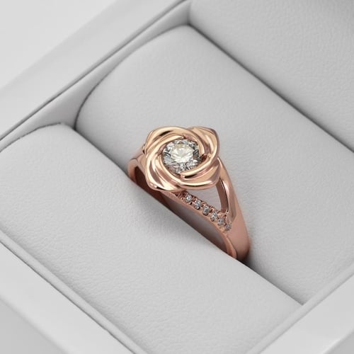 Verlobungsring in Form einer Rose mit Moissanit und Lab Grown Diamanten Xalor