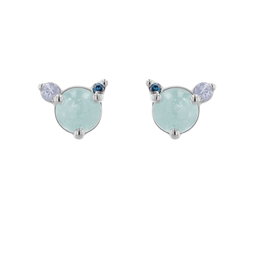 Ohrstecker mit Aquamarin, Mondstein und blauem Diamanten Turgay