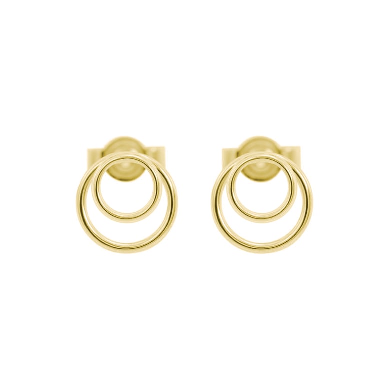 Goldene Ohrstecker mit zwei Ringen Signife