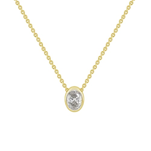 Goldkette mit 0.3 ct GIA zertifiziertem ovalem Diamanten Mack