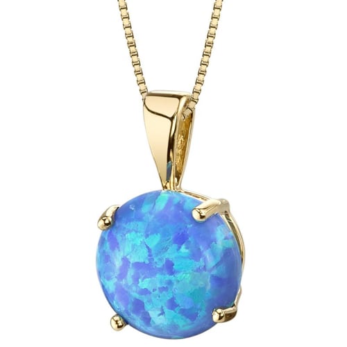 Blauer Opal im goldenen Anhänger Icy
