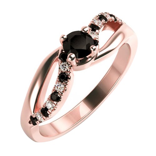 Verlobungsdiamant mit schwarzen und weißen Diamanten Ewie