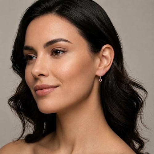 Wunderschöne silberne Ohrringe mit Rubinen und Lab Grown Diamanten Donna