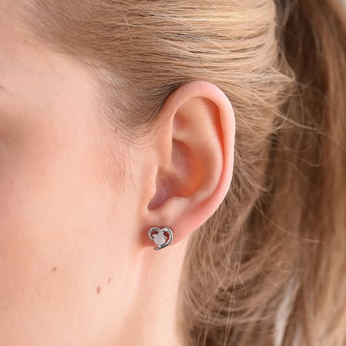 Silberne Ohrringe in Herzform mit Opalen Clelia