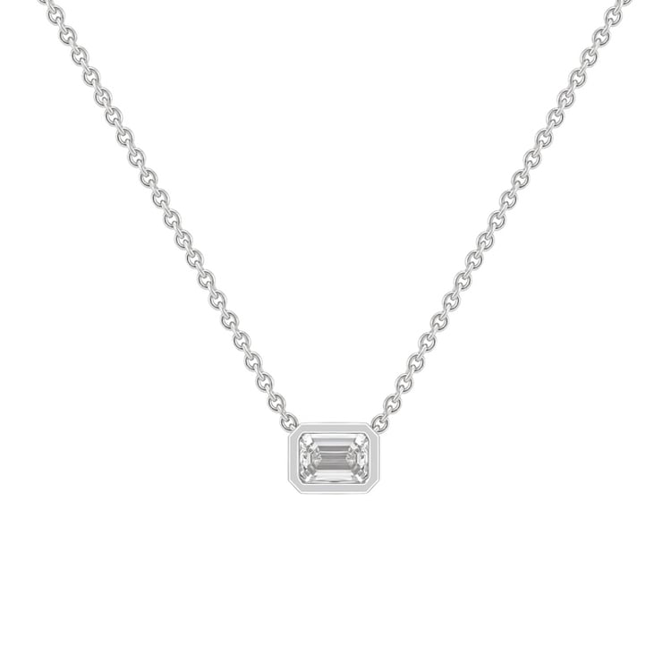 Goldener Anhänger mit 0.22ct IGI zertifiziertem Diamanten im Smaragdschliff