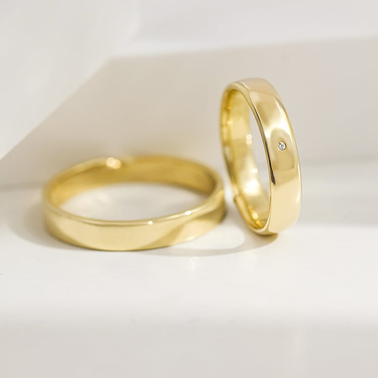 Schlichte Trauringe mit Diamant-Damenring Stanista 156855