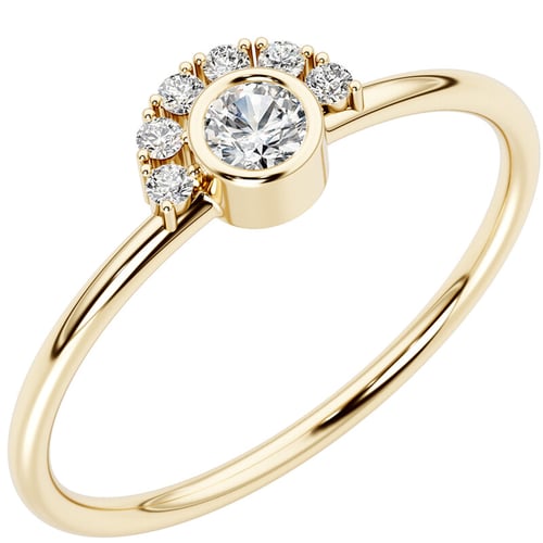 Ring mit einem halben Halo mit Diamanten Jorg