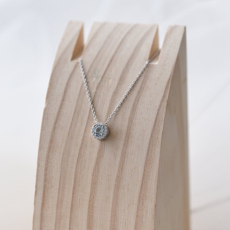 Halo-Anhänger mit Aquamarin und Diamanten Vicky 60991