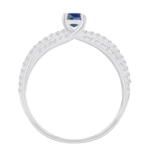 Himmlischer Verlobungsring aus Gold mit blauem Diamant Sky