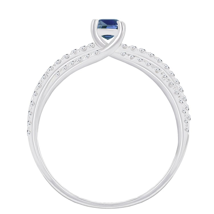 Himmlischer Verlobungsring aus Gold mit blauem Diamant Sky 11328