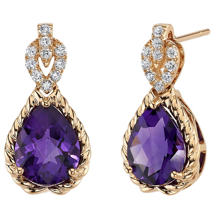 Goldohrringe mit Amethysten und Lab Grown Diamanten Tomas