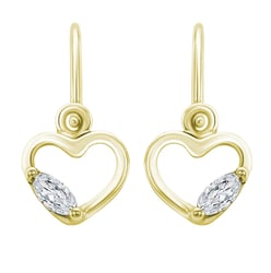 Goldene Kinderohrringe in Herzform mit weißen Saphiren Anastasia