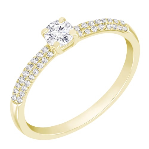 Verlobungsring mit Moissanit und Lab Grown Diamanten Kristen
