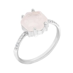 Verlobungsring mit Mondstein in Hexagon-Form und Diamanten Carrie