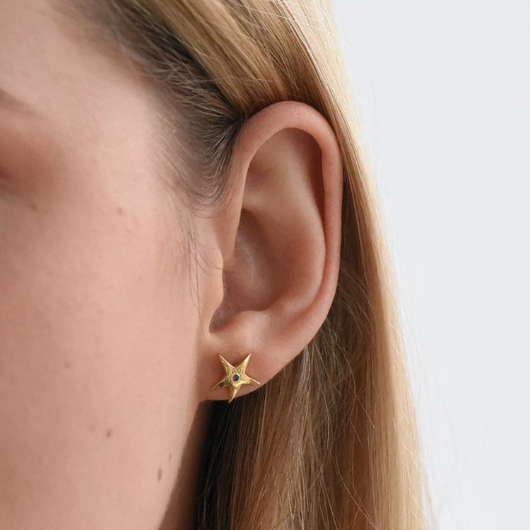 Silberne Sterne als Ohrring mit blauen Diamanten Jessamy 73056