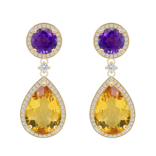 Ohrringe mit Citrin und Amethyst Mahal