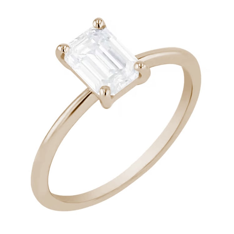 Verlobungsring aus Gold in Haselnussfarbe mit einem Diamanten im Emeraldschliff Olson