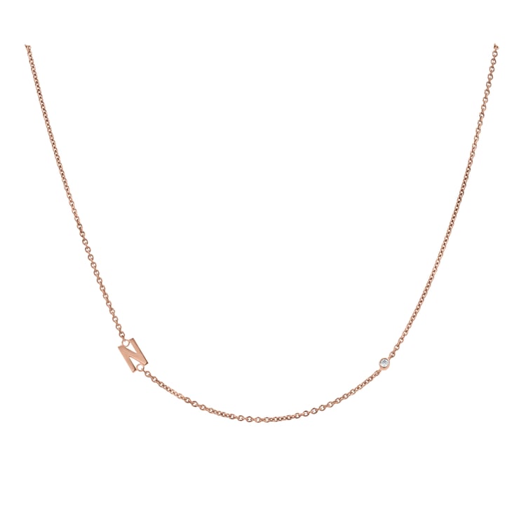 Silberne Halskette mit einem Buchstaben Ihrer Wahl und Lab Grown Diamanten Lupe 145455