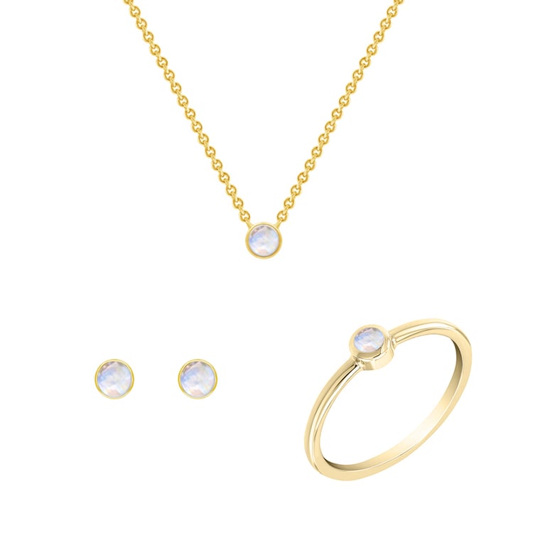 Minimalistisches Set aus Schmuckstücken mit Mondsteinen Livy 147506