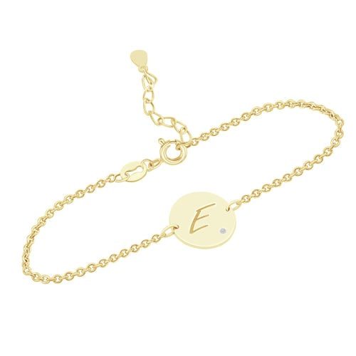 Silberarmband mit Diamant und Buchstabengravur Dian