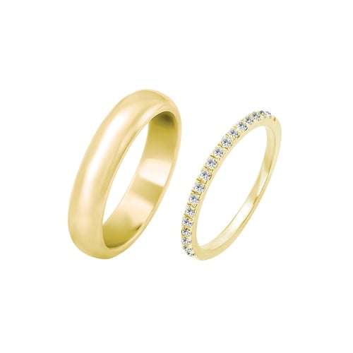 Eheringe aus Eternity-Ring mit Moissaniten und einem halbrunden Ehering Otila