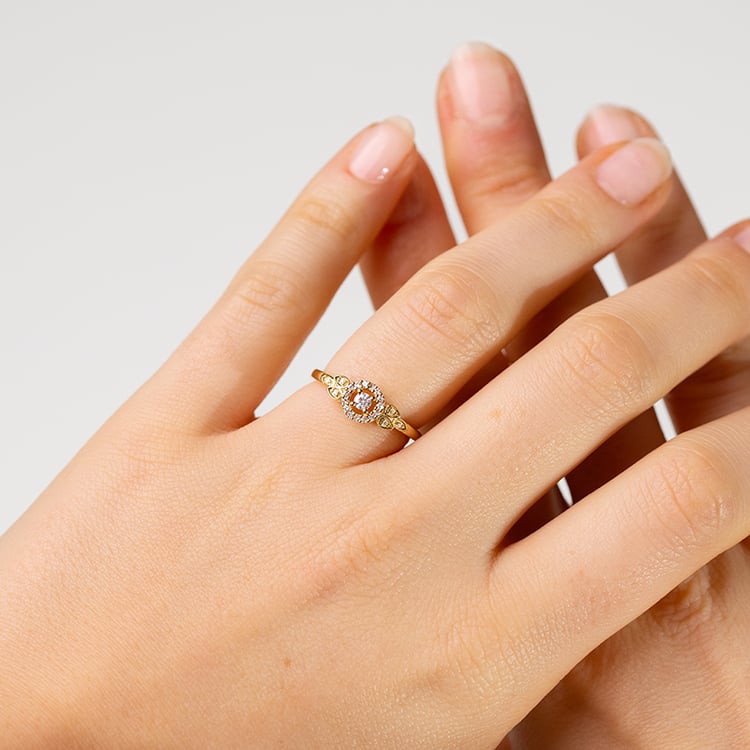 Goldener Halo Ring mit Lab Grown Diamanten Avila 146624