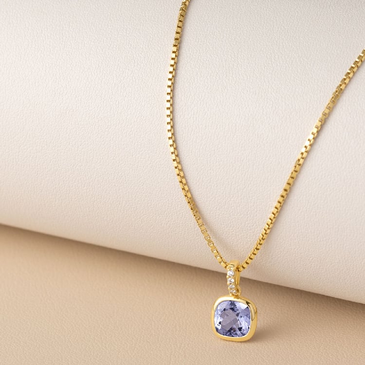 Goldener Anhänger mit Tansanit und Lab Grown Diamanten Janice 150035