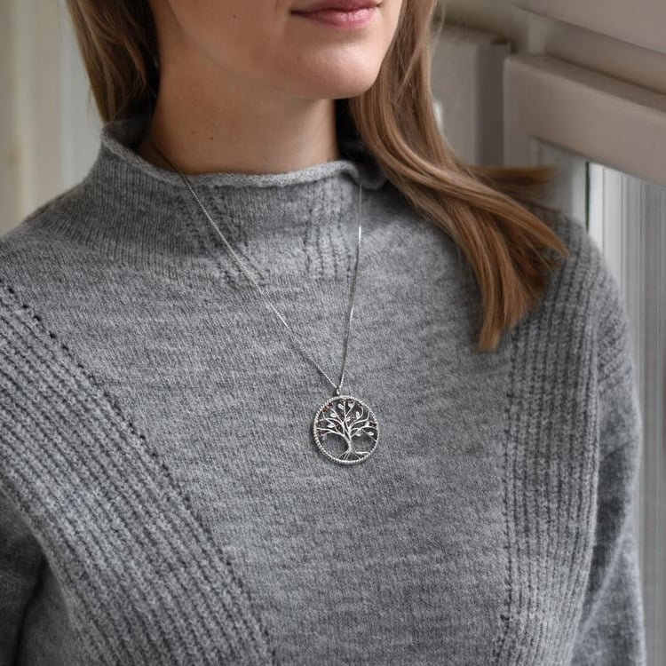 Silberne Citrin-Anhänger in der Form des Baum des Lebens Byrd 49457