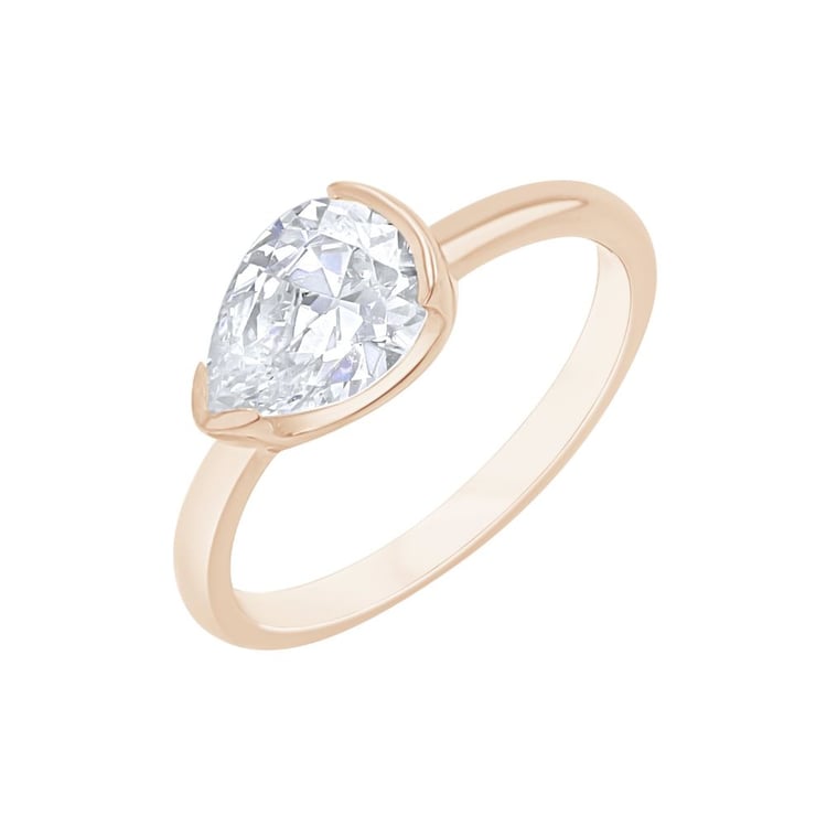 Goldring mit einem tropfenförmigen Halblünette Lab Grown Diamanten Timarete 164149