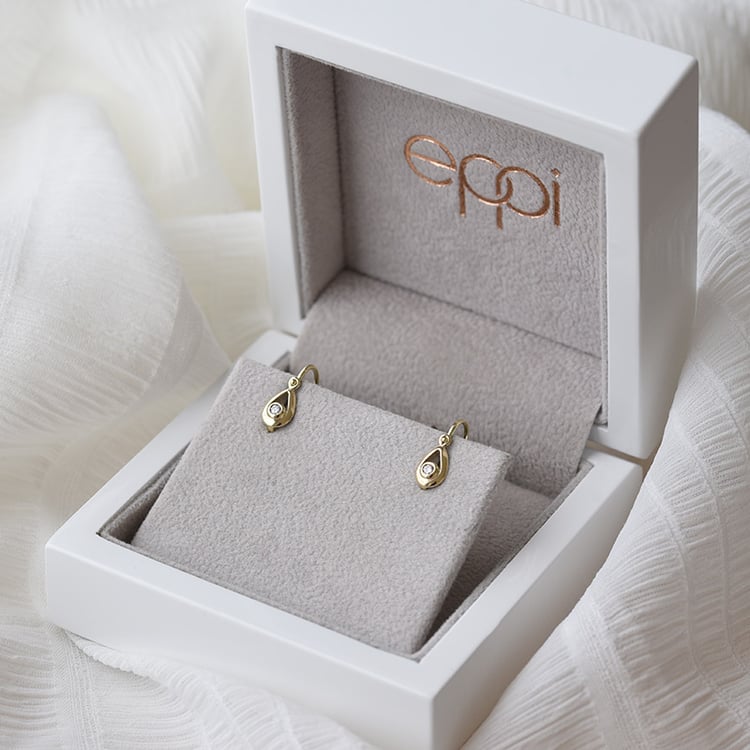 Goldene Kinderohrringe in Tränenform mit Diamanten Cinderella 74255