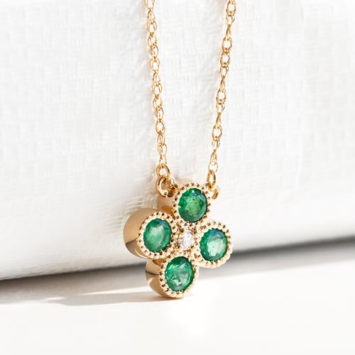 Smaragd-Halskette mit Diamant Emely