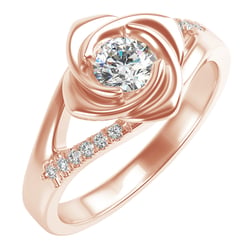 Verlobungsring in Form einer Rose mit Moissanit und Lab Grown Diamanten Xalor