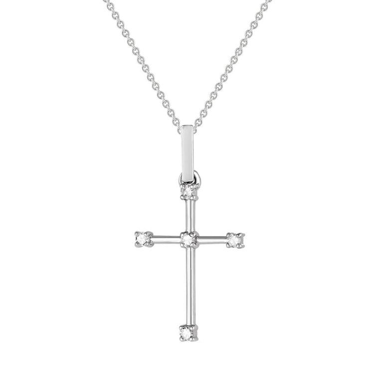 Goldenes Kreuz mit weißen Saphiren Leandro