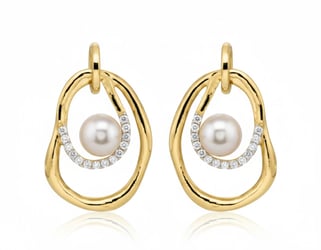 Silberne Perlenohrringe mit weißen Topasen Frida