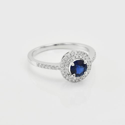 Goldener Saphirring mit Diamanten Catelinie